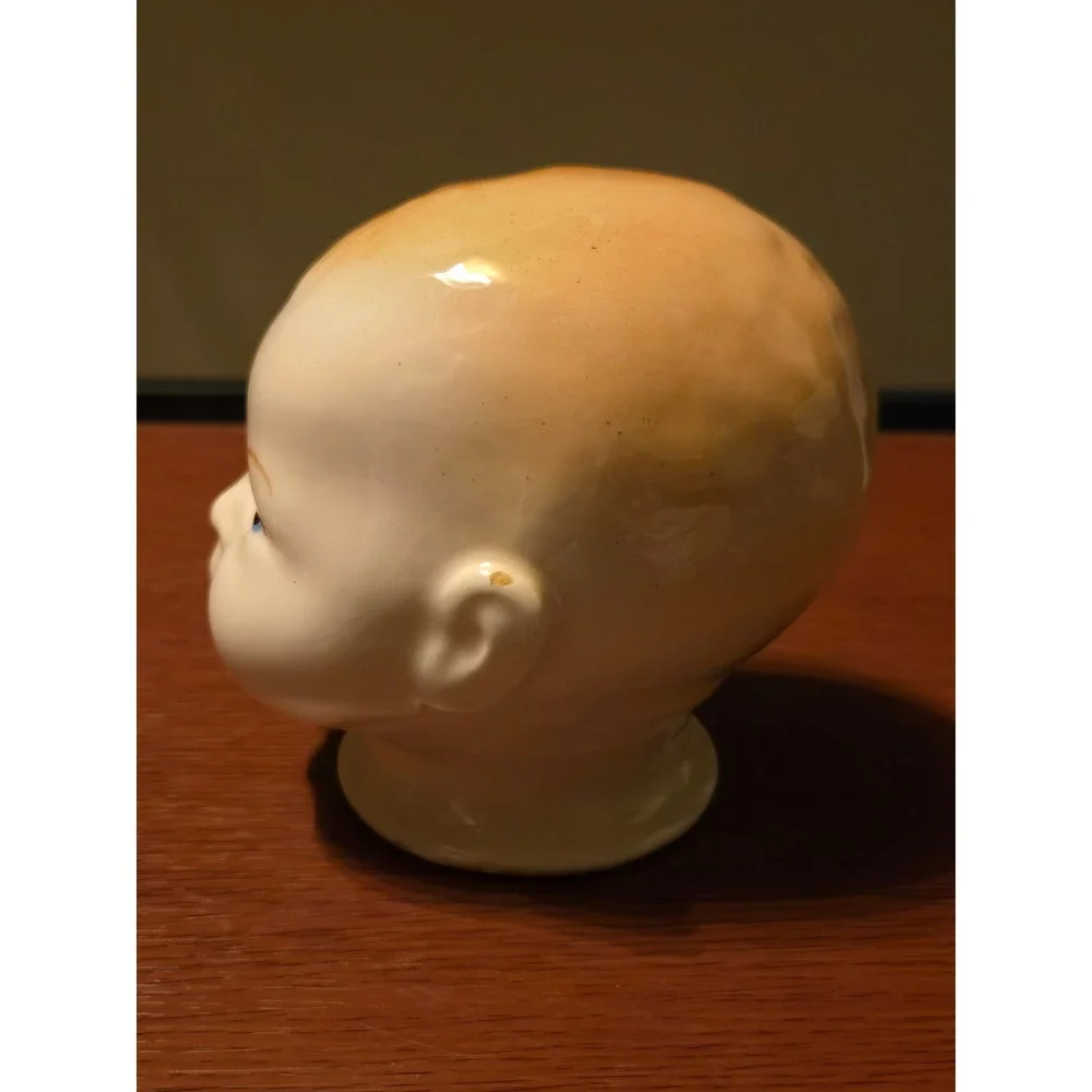 Vintage Ceramic Baby Doll Head Bust Porcelain Figurine Blue Eyes 4.5‎ Inch